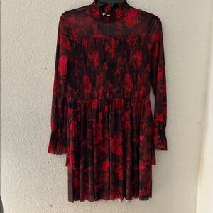 Chelsea & Violet Red Floral Long Sleeve Dress